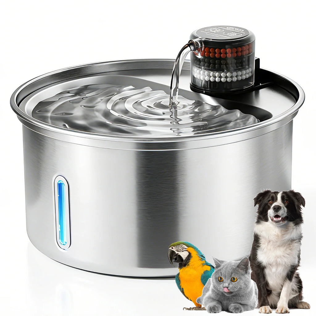 Dirt-resistant Stainless Steel Portable Automatic Electric Cat Water Bowl Cat Fountain Water Drinking Feeder Cat Water Fountain