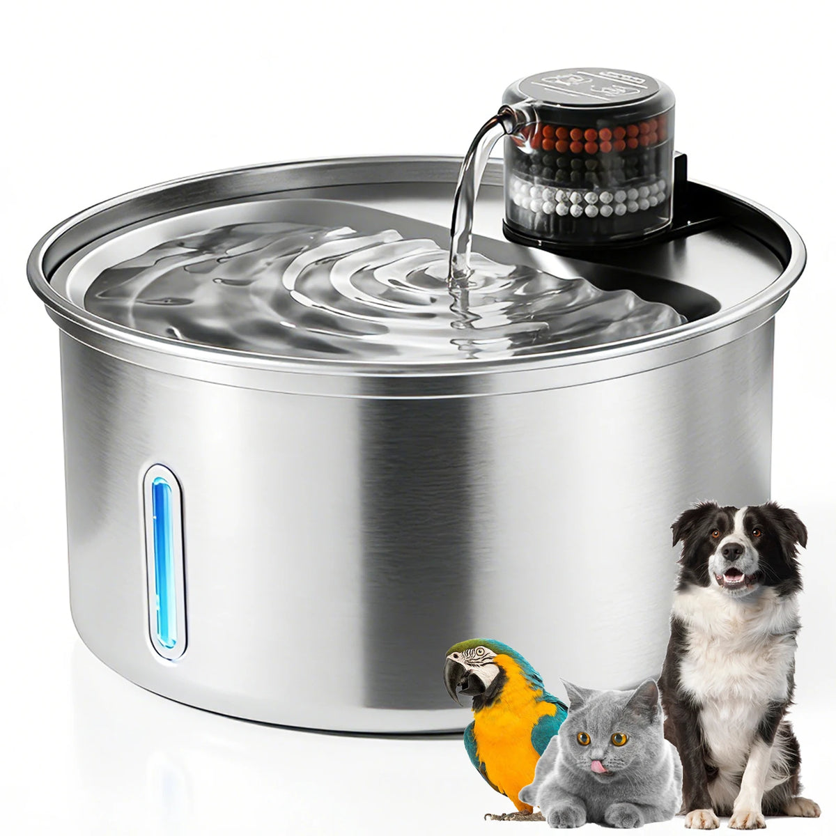 Dirt-resistant Stainless Steel Portable Automatic Electric Cat Water Bowl Cat Fountain Water Drinking Feeder Cat Water Fountain