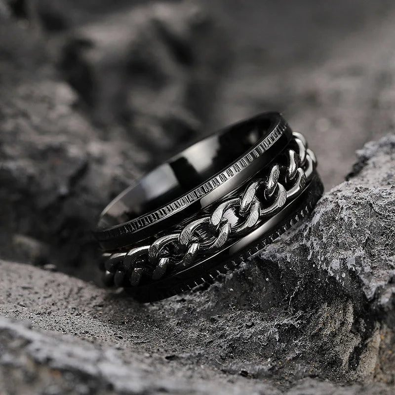 Stainless Steel Chain Rings for Men Gold Plated No Stone Fashion Jewelry Gift Size 8 DJ061