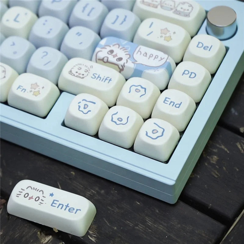 145 Keys MOA Profile Cat Keyboard Keycaps PBT Sublimation for 61/67/84/87 Mx Mechanical Keyboard