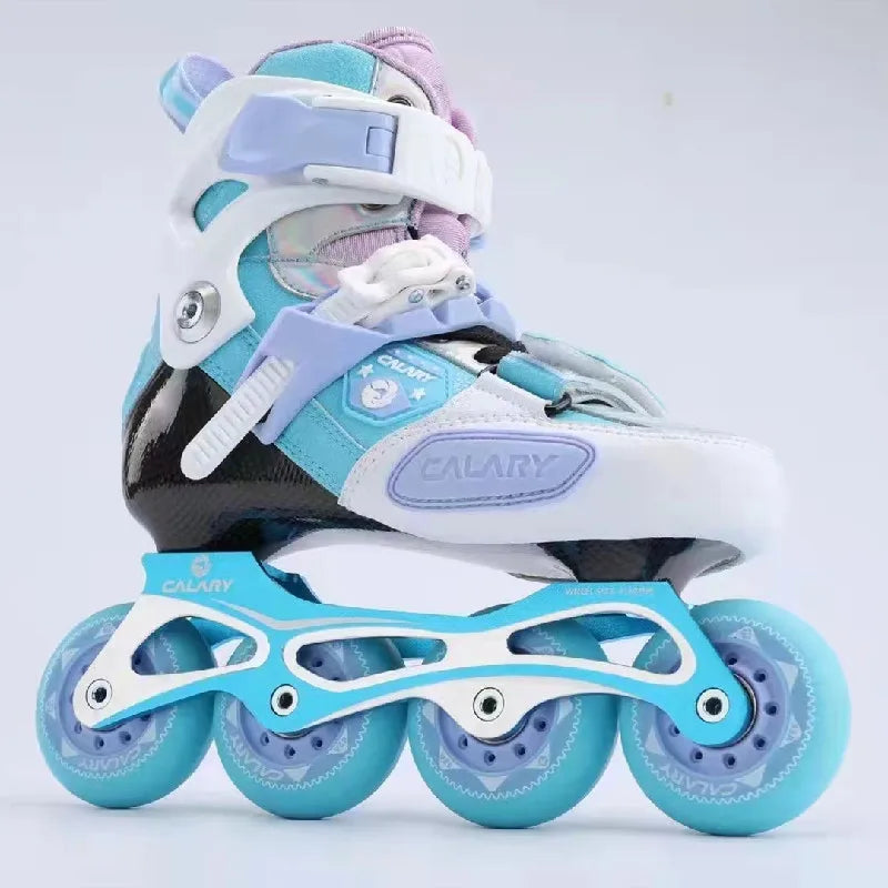 Original CALARY Carbon Fiber Kids Inline Skates Roller Sneakers with Size-adjustable Insole EU 28 to 37 Children Skates Shoes