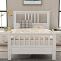 Modern Wood Platform Bed with Headboard and Footboard Twin (White) for Bedroom