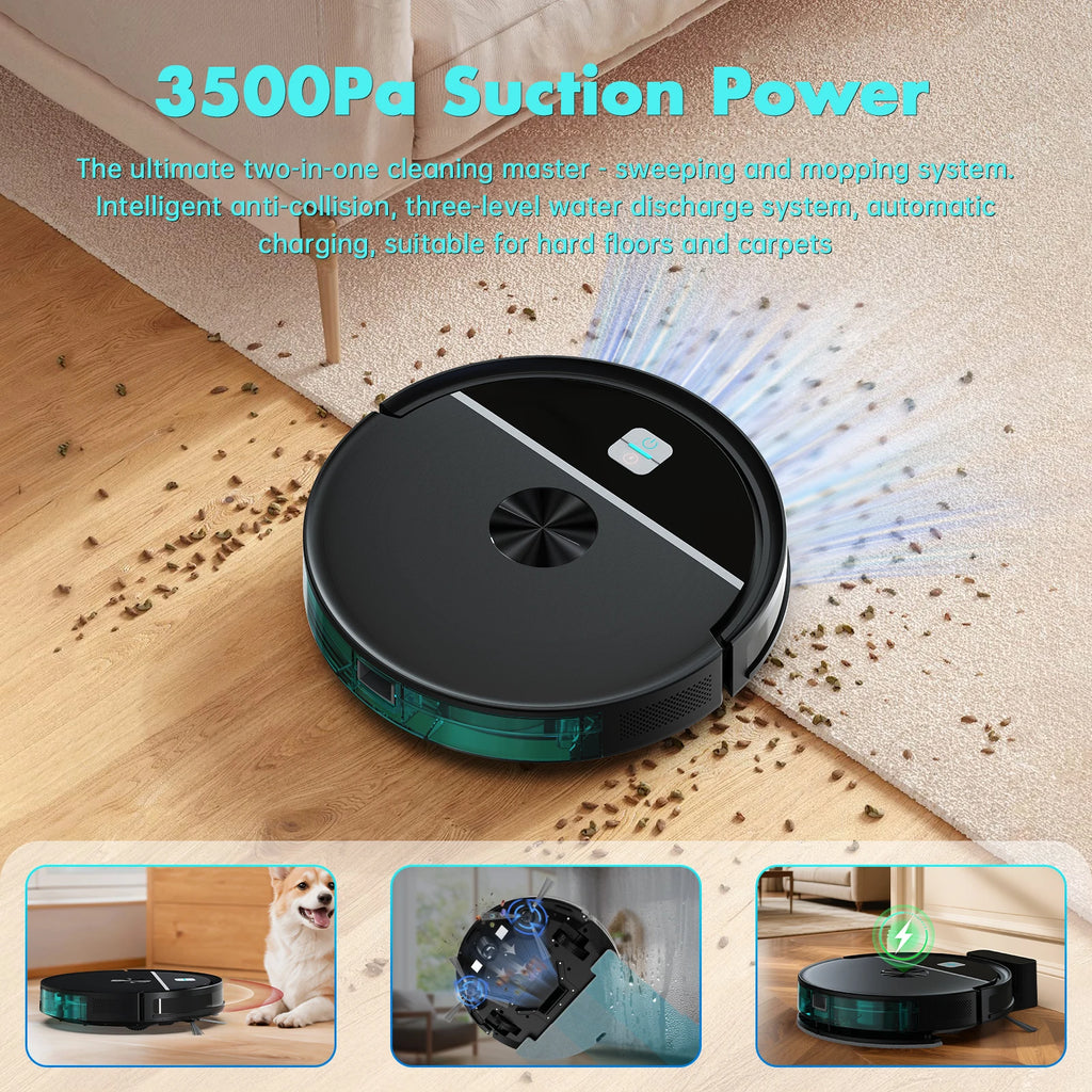 US Local Stock 3 in 1 Wet Dry Mop Household Floor Cleaner Robot Vacuum Cleaner Aspiradora Robot Wireless 3500Pa Strong Suction