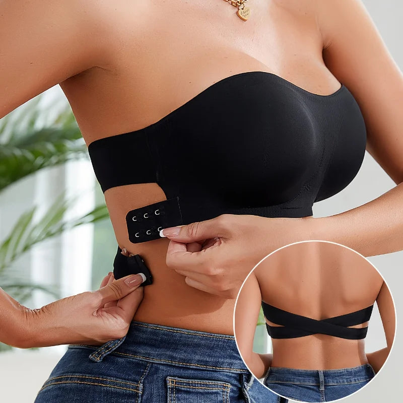 1Pcs Solid Seamless Strapless Side Closed Wireless Tub Top, Sexy Comfortable Push up Bra, Ladies Underwear and Underwear