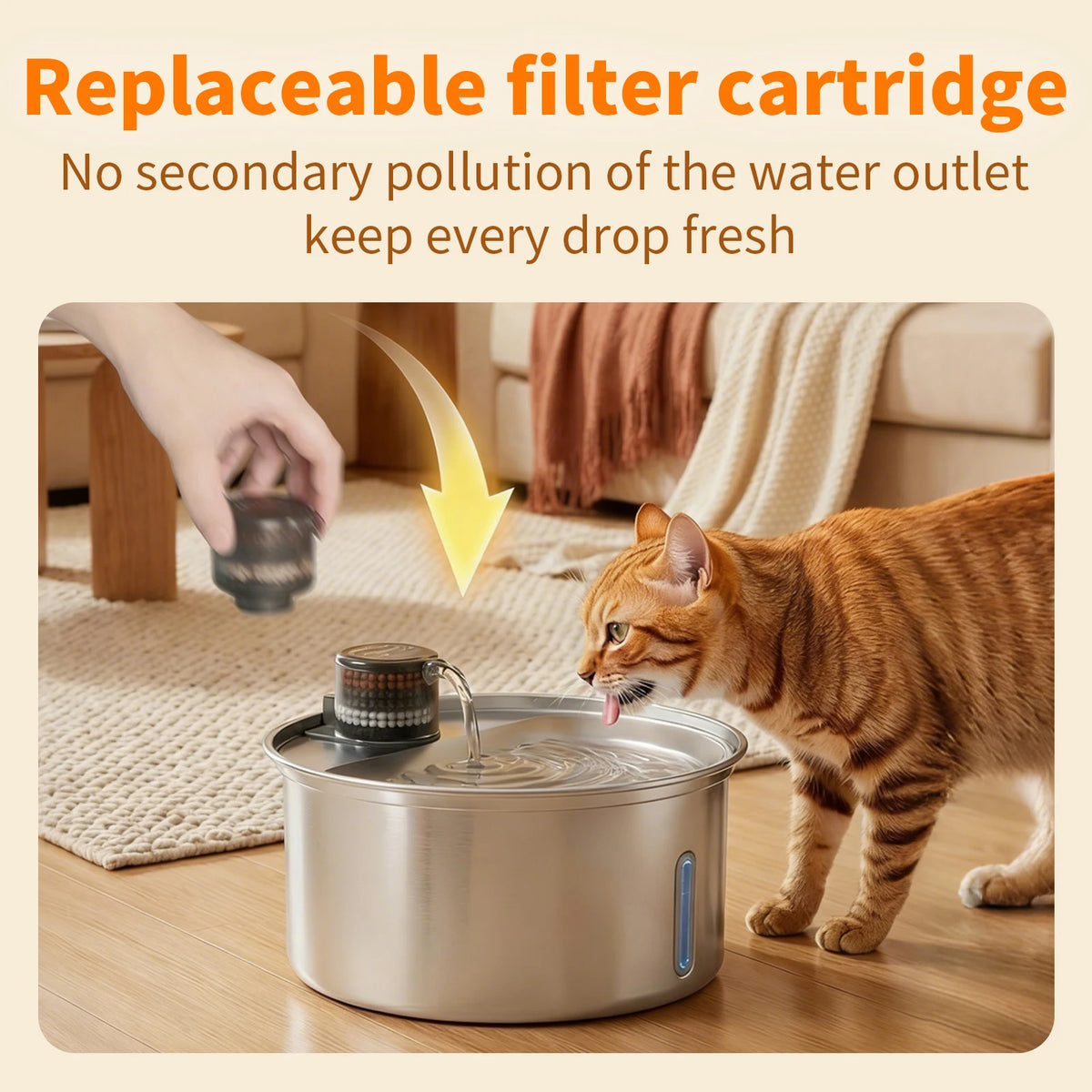 Dirt-resistant Stainless Steel Portable Automatic Electric Cat Water Bowl Cat Fountain Water Drinking Feeder Cat Water Fountain