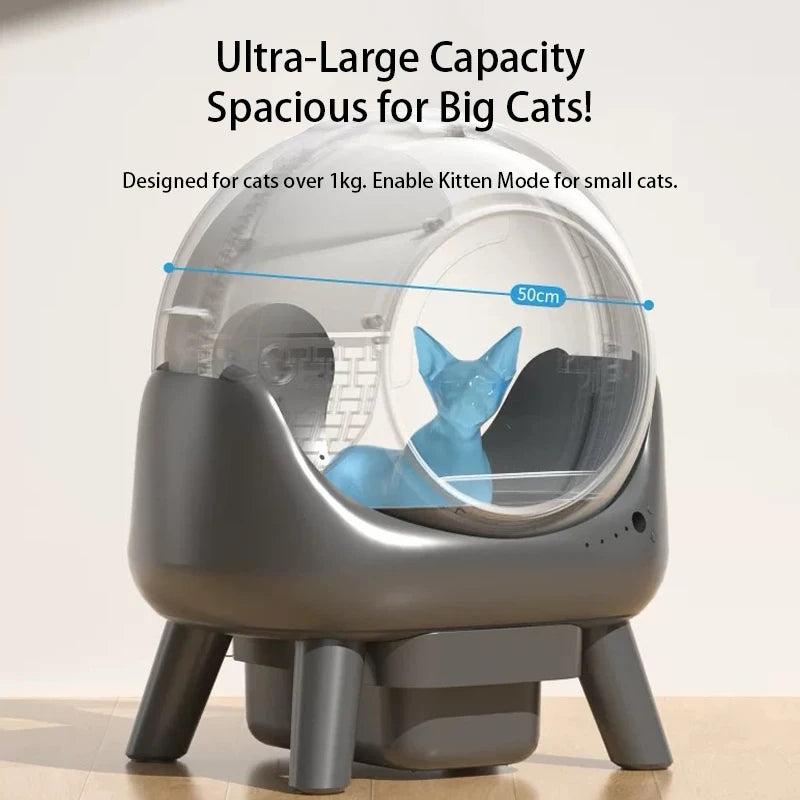Premium Smart Self-Cleaning Cat Litter Box Home-Friendly with App Control & Anti-Pinch Safety Easy Clean Feature