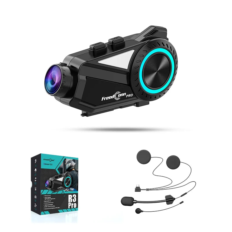 Wholesale FreedConn R3 Pro V2 2K Pixel Video Recorder Wireless Helmet Cam with FM Radio Intercomunicador Para Motocicleta