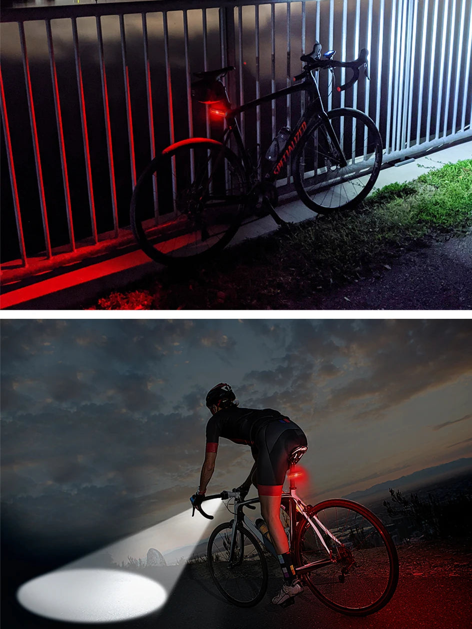 NATFIRE 10000mAh Bicycle Light with Battery Indicator USB Rechargeable Bike Light Set 8 LED Flashlight