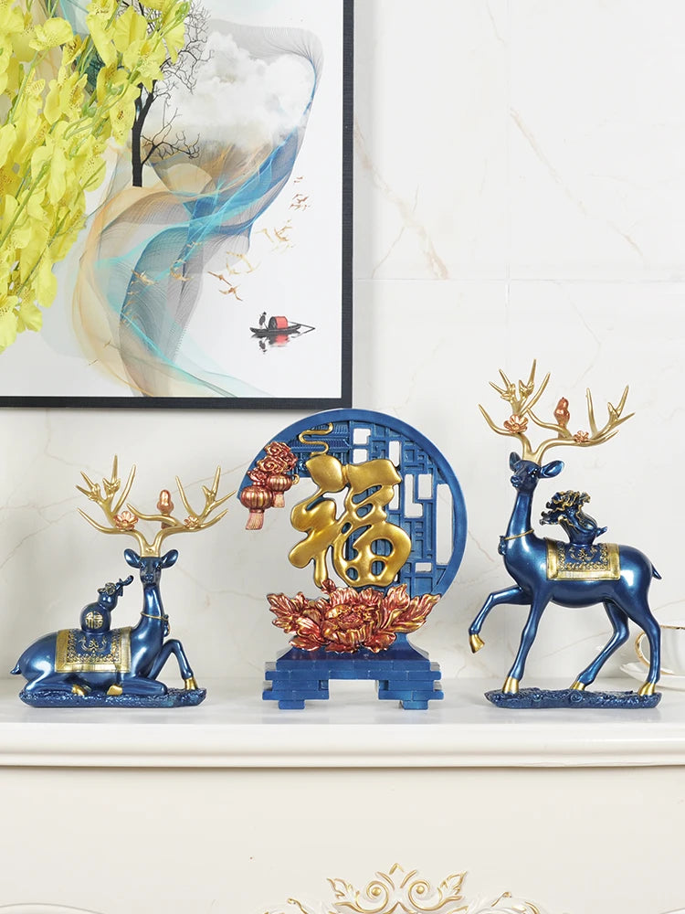 European American Creative Artistic Epoxy Resin Sculpture Lucky Deer Folk Art Collectible Souvenir Christmas Home Furnishing