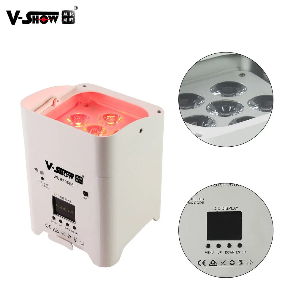 VSHOW WBRF0606 10pcs with case Wireless Led Uplights 6pcs 18w 6in1 RGBWA+UV Led Battery Powered Led Par Stage Light