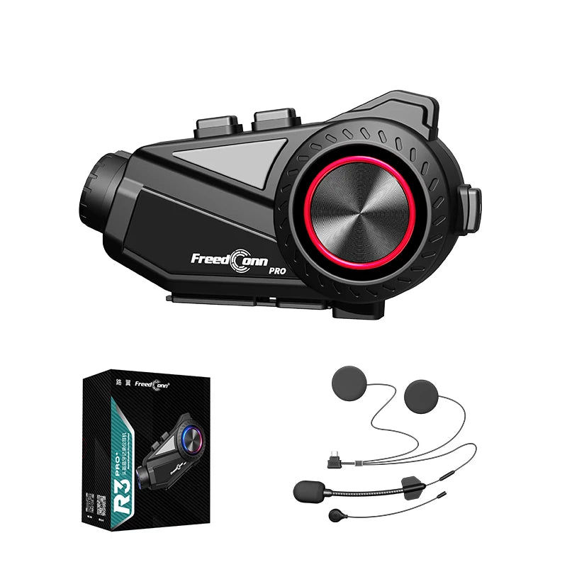 FreedConn R3 PRO V2  5.1 Motorcycle  Walkie-Talkie with One-Click Networking for 6 People and Includes Dashcam