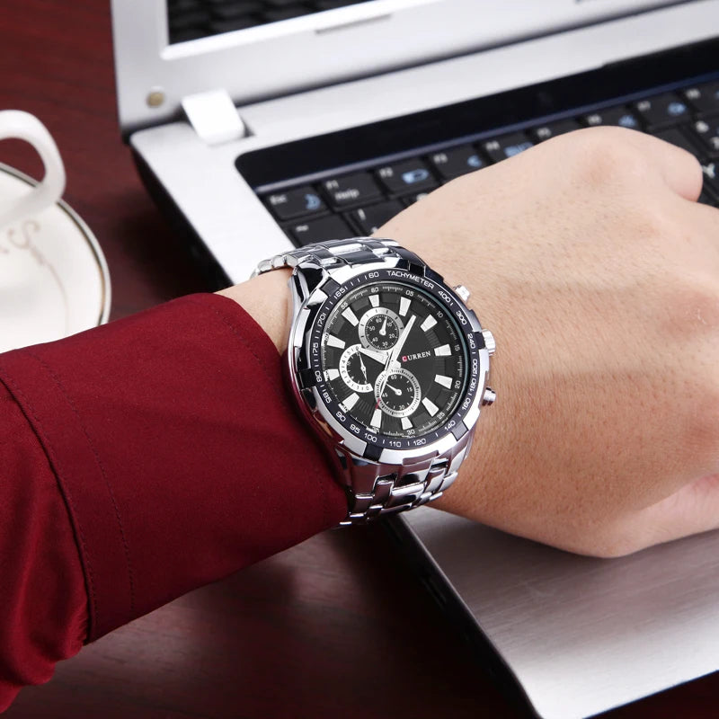 CURREN 8023 Top 10 Brands Blue Boys Quartz Watch Best Steel Band Water Resistant Dials Decoration Big Concise Watch Set