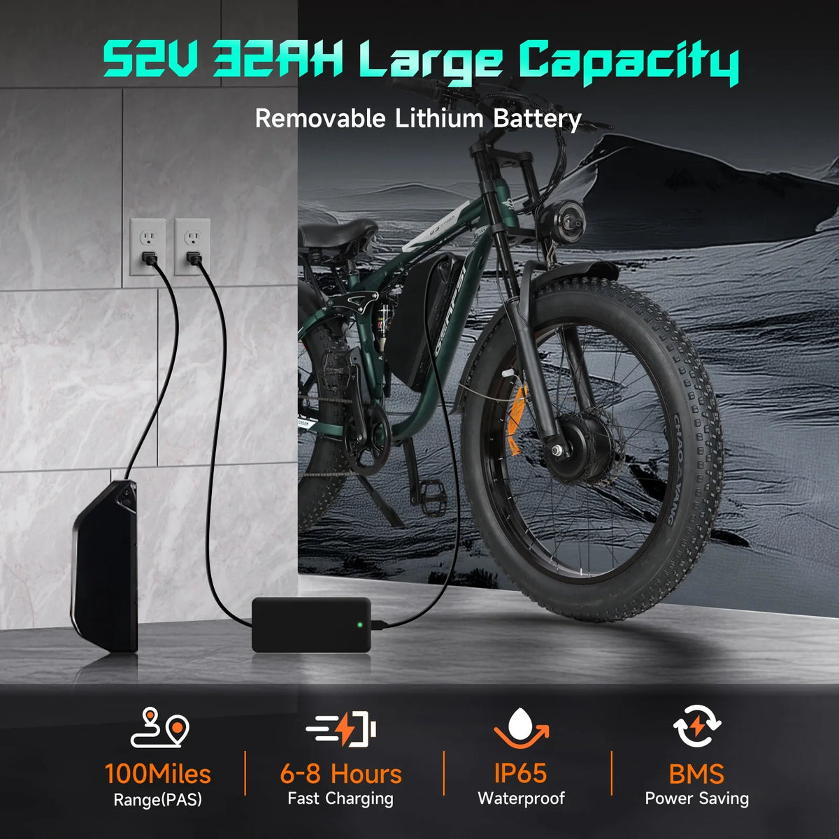 US in Stock Free Shipping 48v 3000w 25ah All Terrain Fat Tire Electric Snow Bike 55kmh/34mph 60km Range Electric Mountain Bike