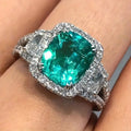 A059 White Gold Emerald Cut Lab Grown Diamond D Color Women's Engagement Ring with Side Diamond