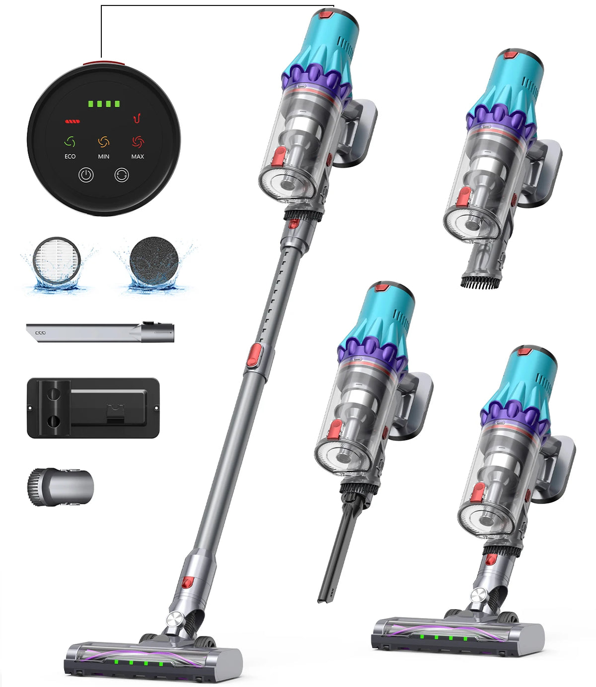Powerful Upright Vacuum Cleaner Dethacble Battery Powered Stick Multifunctional Cyclone Cleaner for Home & Car Hotel Floor Care