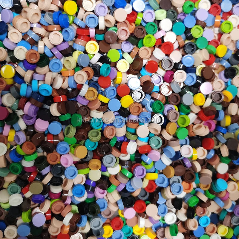 1kg Flat Tile 1x1 98138 Round Building Blocks Plastic MOC Bricks Parts Pixel Art DIY, Compatible DIY pixel Art Blocks