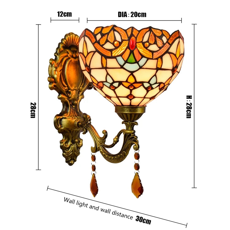 European Baroqu Creative Retro bar Corridor Crystal Wall Lamp Tiffany Stained Glass Restaurant Bedroom Bedside Mirror Lamps