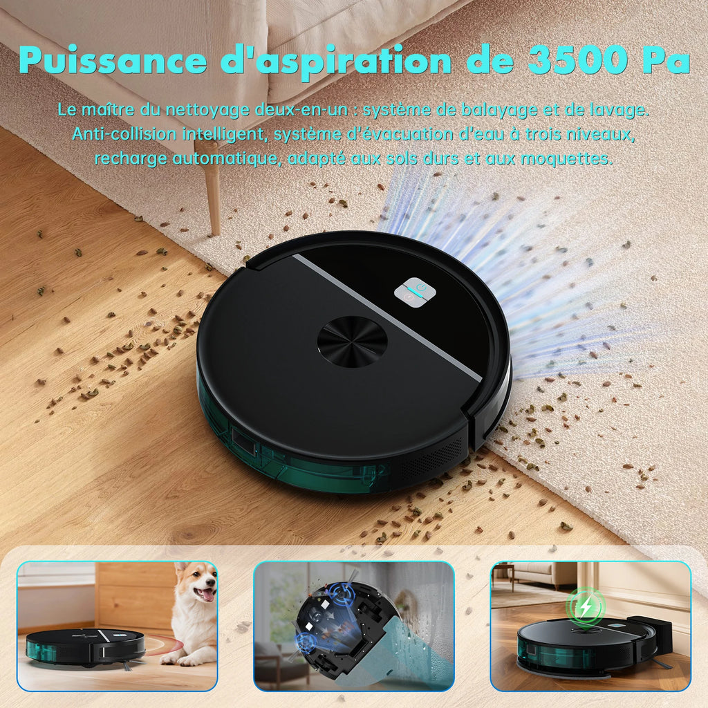 Hot Sales Automatic Office Cleaner 3500Pa High Suction Battery Robot Vacuum Cleaner and Mopping Electric Cleaner Vacuum Sweeping