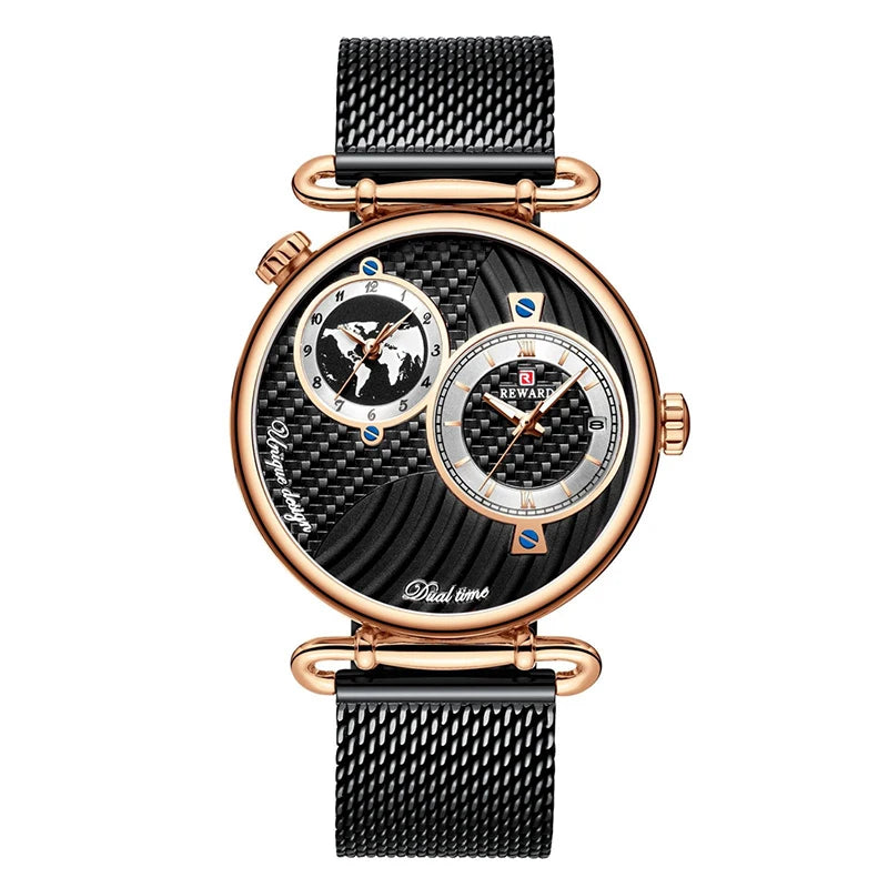 Wholesale Sport REWARD Men Watches Top Brand Luxury Full Steel Dual Dial Quartz Wristwatch Mens Casual Waterproof Analog Watch