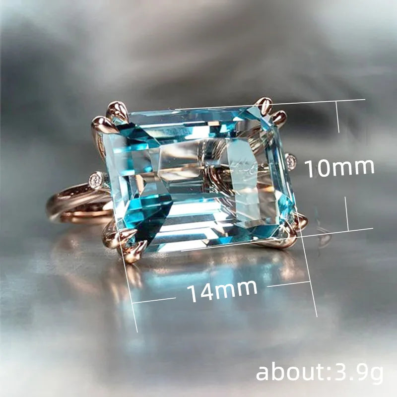 Emerald Cut Geometric Ring Women Prong Setting Elegant Engagement Fashion Statement Jewelry Daily Wear Ring