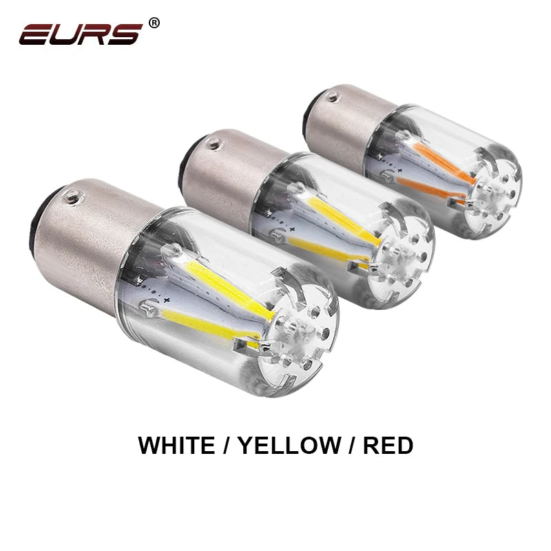 2pcs 1156 P21W BA15S 1157 BAY15D COB LED Filament Chip Car Brake Lights Auto Reverse Bulb Parking Lamp 12V Red White Yellow COB