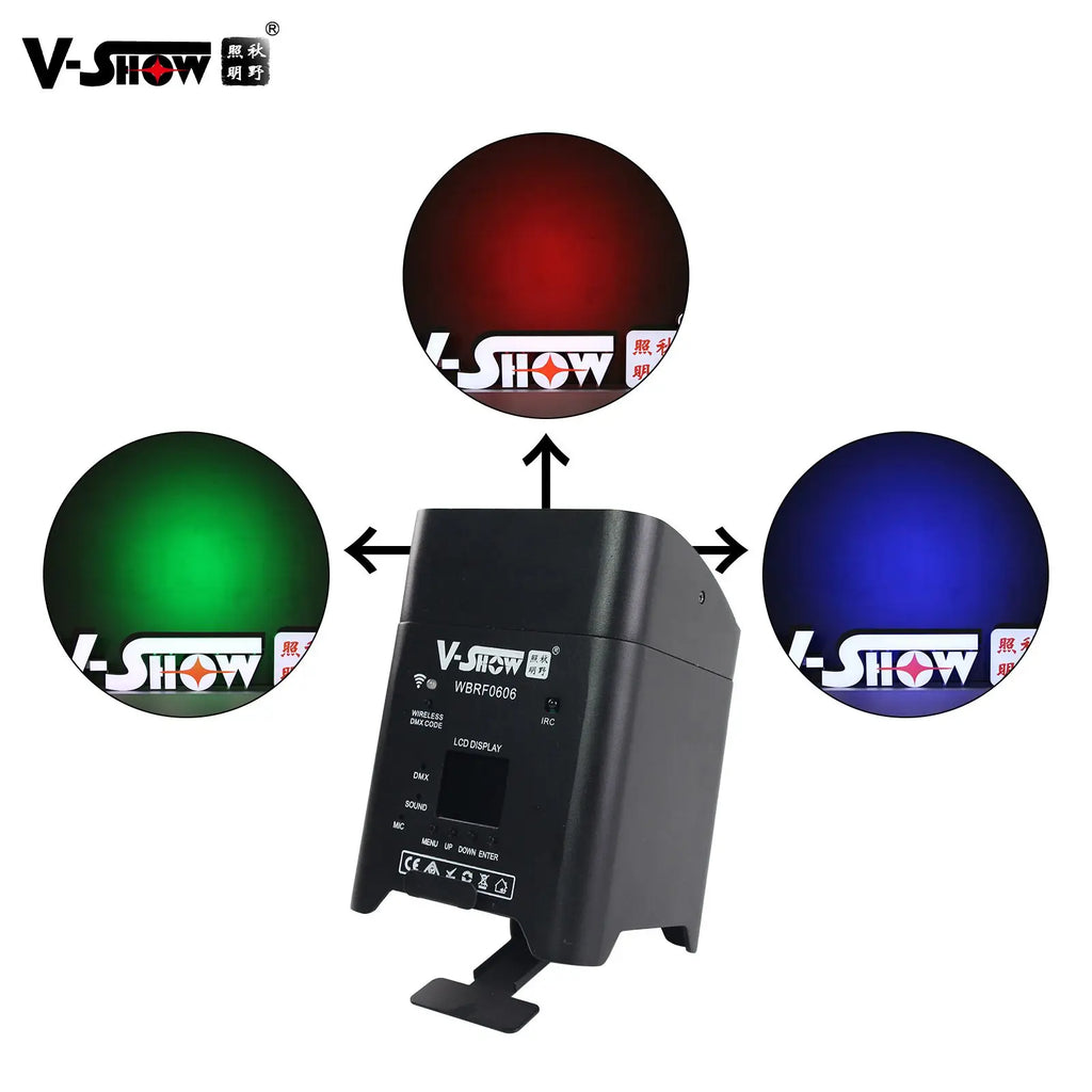 VSHOW WBRF0606 10pcs with case Wireless Led Uplights 6pcs 18w 6in1 RGBWA+UV Led Battery Powered Led Par Stage Light