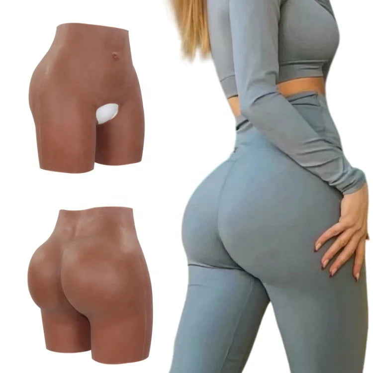 Plus Size Firm Shapers 2.0cm Padded Buttocks 100% Silicone Bodysuit Women's Underwear Open Crotch Design for Transgender