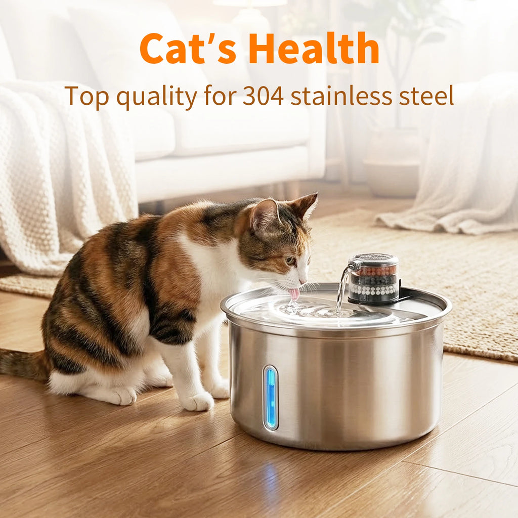 Dirt-resistant Stainless Steel Portable Automatic Electric Cat Water Bowl Cat Fountain Water Drinking Feeder Cat Water Fountain