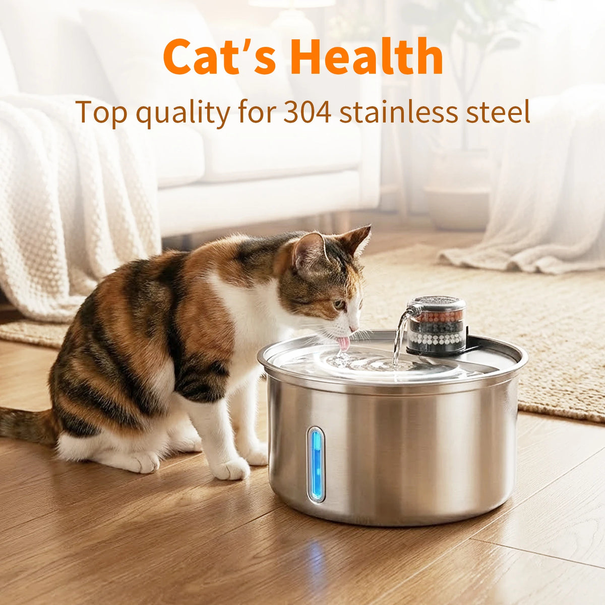 Dirt-resistant Stainless Steel Portable Automatic Electric Cat Water Bowl Cat Fountain Water Drinking Feeder Cat Water Fountain