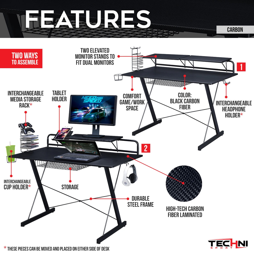 Modern Durable Steel Office Desk with Shelving Black