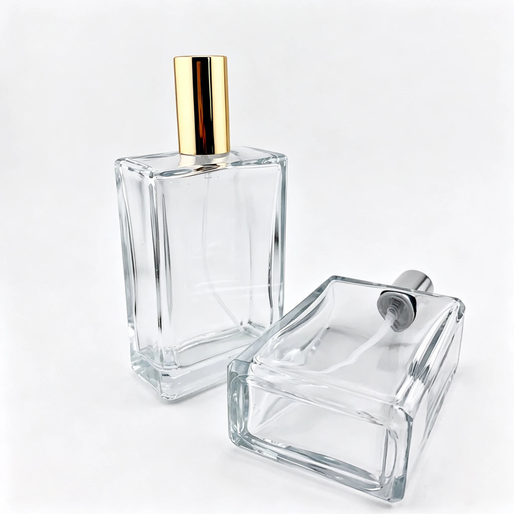 Manufacturer's 100ml Empty Square Mist Spray Glass Perfume Bottle with Screen Printing and Pump Sprayer Seal