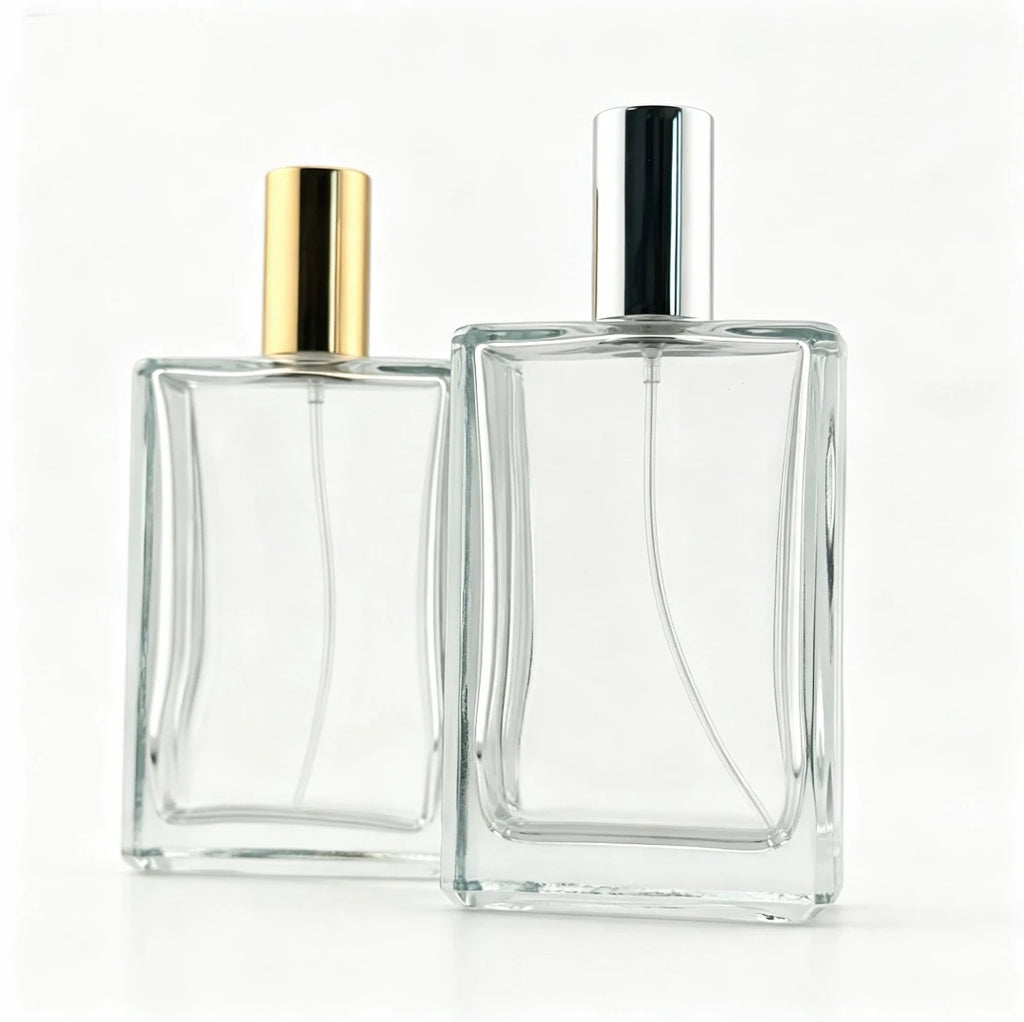 Manufacturer's 100ml Empty Square Mist Spray Glass Perfume Bottle with Screen Printing and Pump Sprayer Seal
