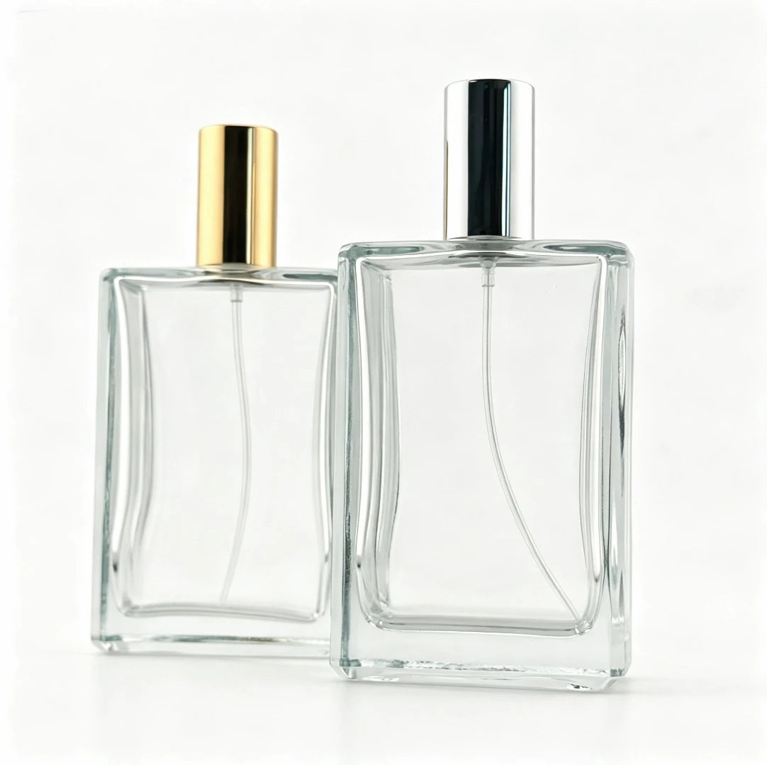 Manufacturer's 100ml Empty Square Mist Spray Glass Perfume Bottle with Screen Printing and Pump Sprayer Seal