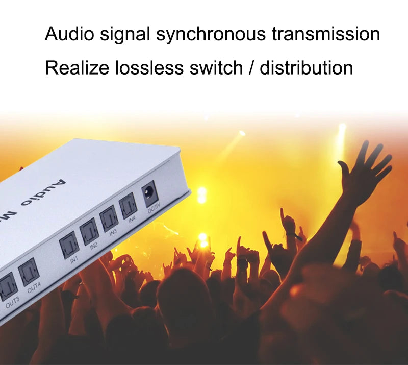 4x4 Audio Matrix Spdif Toslink Digital Optical 4 in 4 Out Audio Switch Converter Splitter Box for TV STB DVD Player PC Amplifier