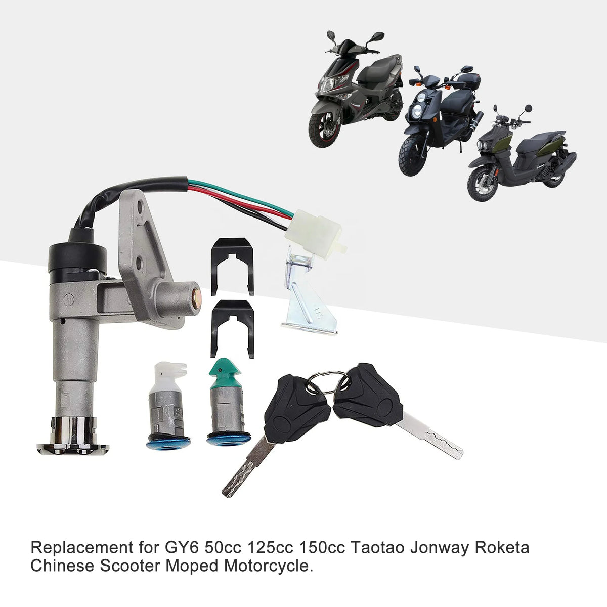 GOOFIT Motorcycle Ignition Switch Key Set Replacement for GY6 150cc Chinese Scooter Moped