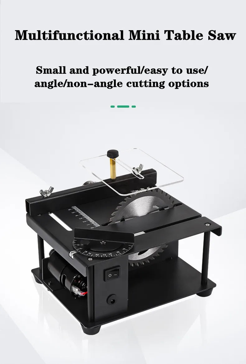 12-24V 200W Table Saw Mini Desktop Electric Saw Cutter Speed Angle Adjustable Cutter for Wood Plastic Acrylic