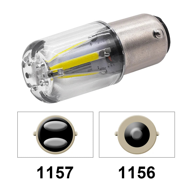 2pcs 1156 P21W BA15S 1157 BAY15D COB LED Filament Chip Car Brake Lights Auto Reverse Bulb Parking Lamp 12V Red White Yellow COB