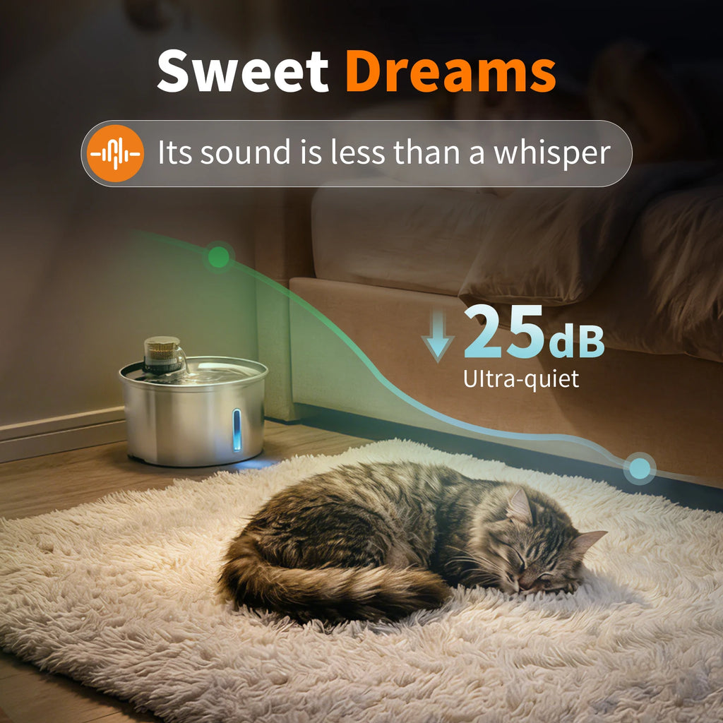 Dirt-resistant Stainless Steel Portable Automatic Electric Cat Water Bowl Cat Fountain Water Drinking Feeder Cat Water Fountain