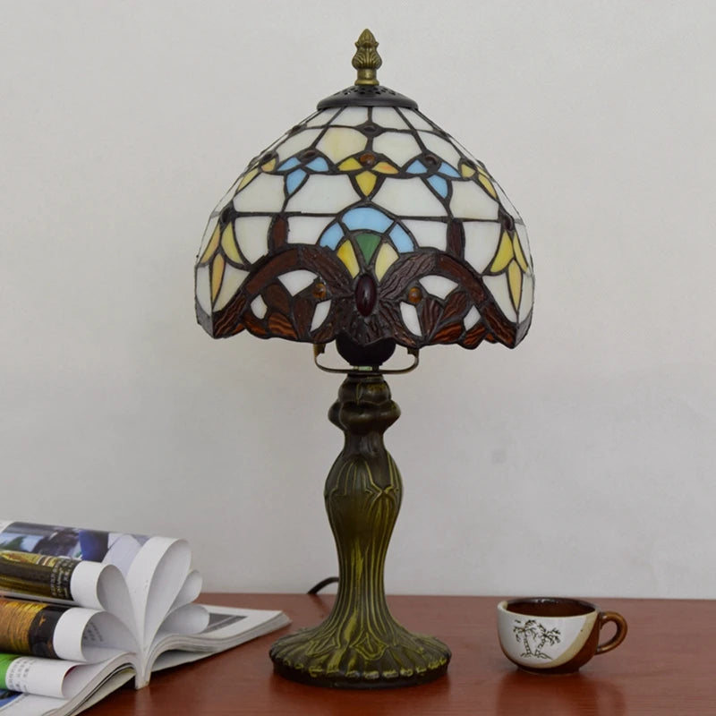 8 Inch European Baroque Retro Creative Lighting Tiffany Stained Glass bar Restaurant Bedroom Bedside Small Table Lamp Shade