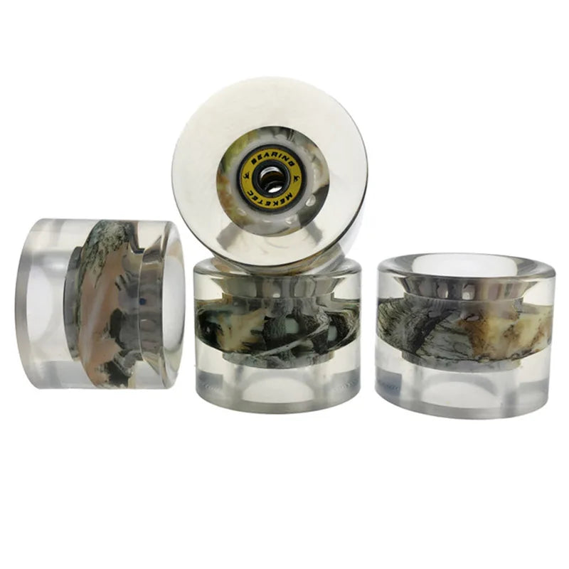 4 Pieces 78A 60*45mm LED Flash Longboard Wheel DanceBoard Transparent Skateboard Wheel PU Double Rocker Flashing Wheel