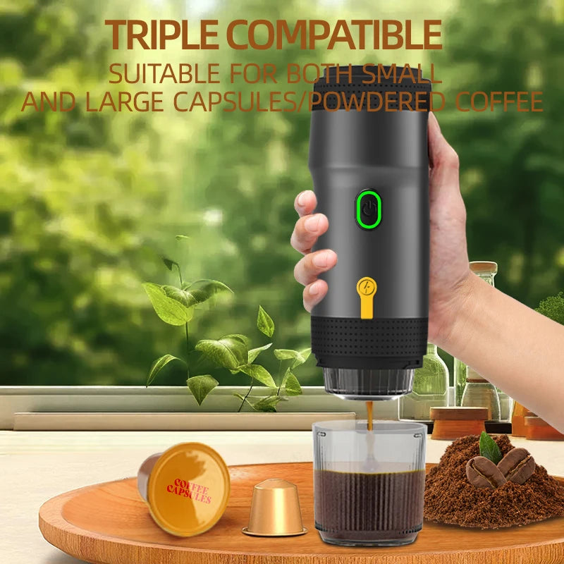 Automatic Shut-off Portable Fully Automatic Mini Espresso Machine with Hot/Cold Brew 12V Electric Battery Powered
