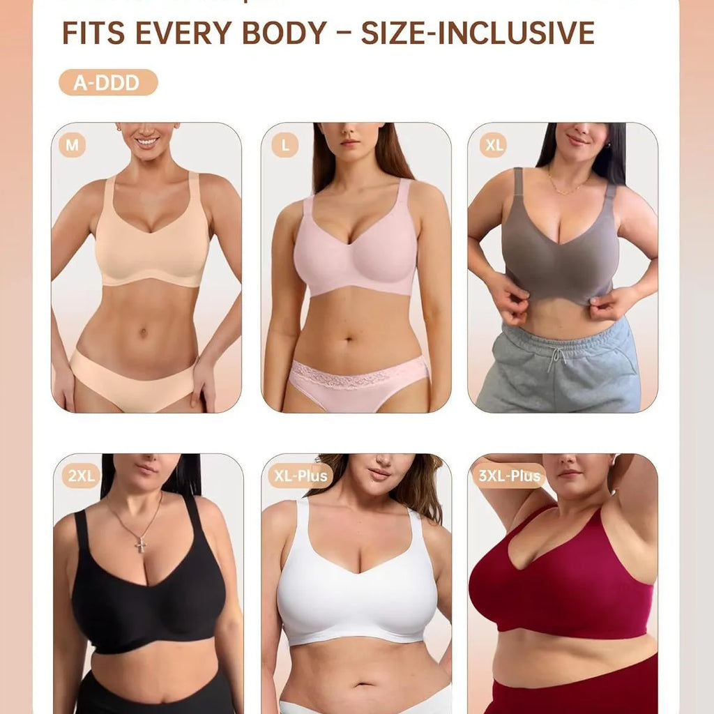 Jelly Bras for Women No Underwire Wireless Bra with Support and Lift Full Coverage Plus Size Comfy Seamless Bra