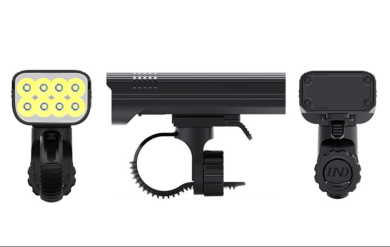 NATFIRE 10000mAh Bicycle Light with Battery Indicator USB Rechargeable Bike Light Set 8 LED Flashlight