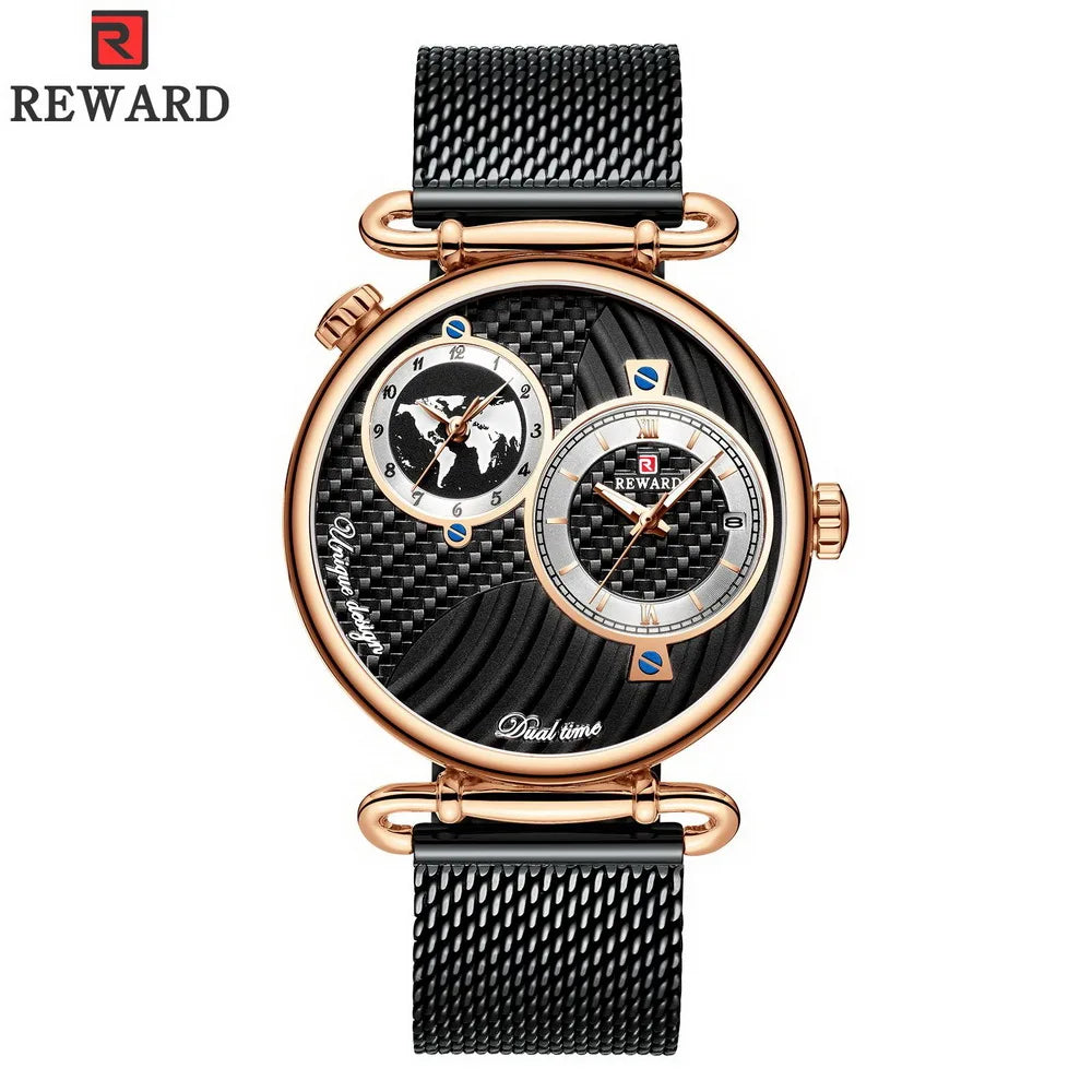 Wholesale Sport REWARD Men Watches Top Brand Luxury Full Steel Dual Dial Quartz Wristwatch Mens Casual Waterproof Analog Watch