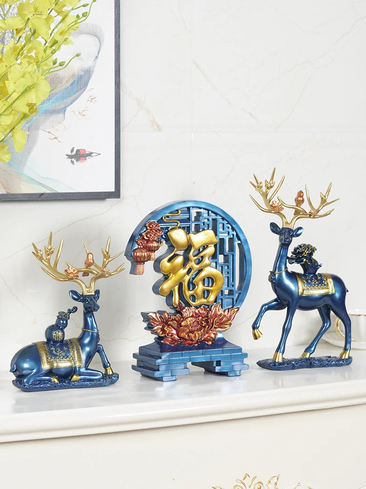 European American Creative Artistic Epoxy Resin Sculpture Lucky Deer Folk Art Collectible Souvenir Christmas Home Furnishing