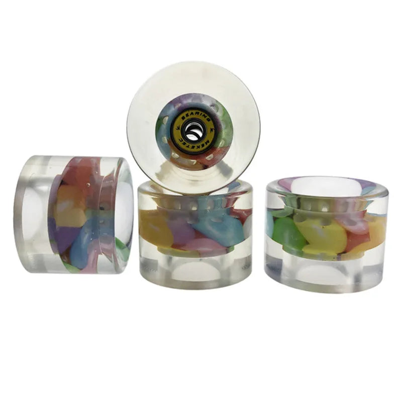 4 Pieces 78A 60*45mm LED Flash Longboard Wheel DanceBoard Transparent Skateboard Wheel PU Double Rocker Flashing Wheel
