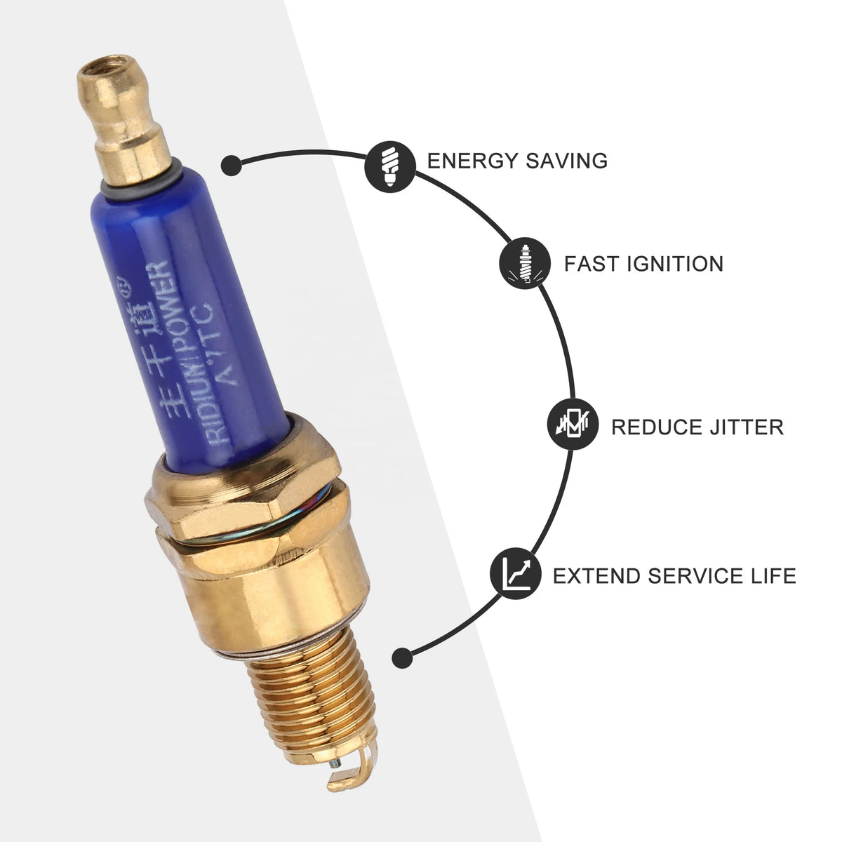 GOOFIT 10 Pcs Motorcycle A7TC Spark Plug with 3 Electrode Replacement for GY6 50cc 70cc 90cc 110cc 125cc 150cc Moped Scooter ATV