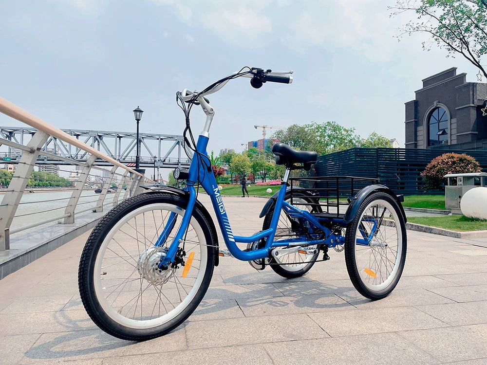EZREAL 350 Watt Electric Bicycle 24 Inch Fat Tire 7 Speed Electronic Tricycles Open Frame 36V Electric Bike