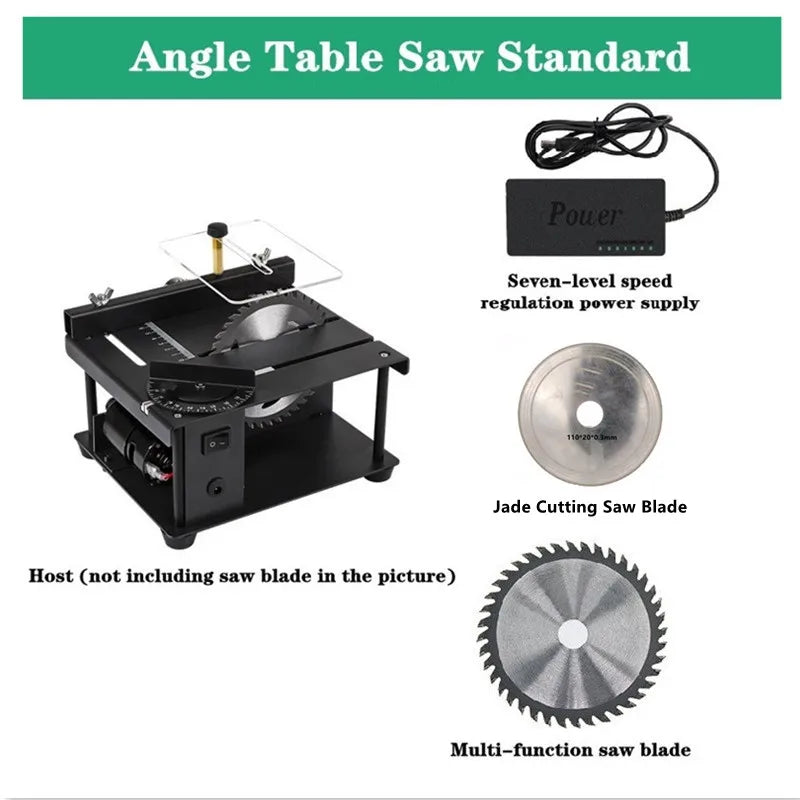 12-24V 200W Table Saw Mini Desktop Electric Saw Cutter Speed Angle Adjustable Cutter for Wood Plastic Acrylic
