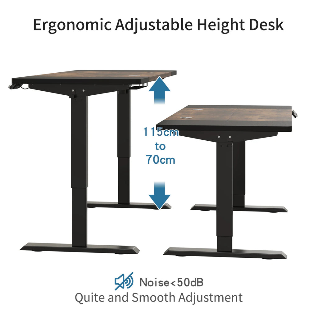 63"x30" Electric Adjustable Standing Desk Sit-Stand Home Office Desk Eco-Friendly Design Modern Look Black Brown Desktop +